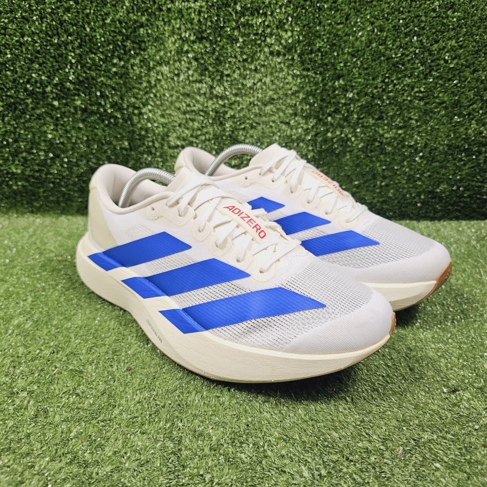 Adidas Adizero Evo SL White Royal Blue Athletic Running Sneakers Mens Size 9.5